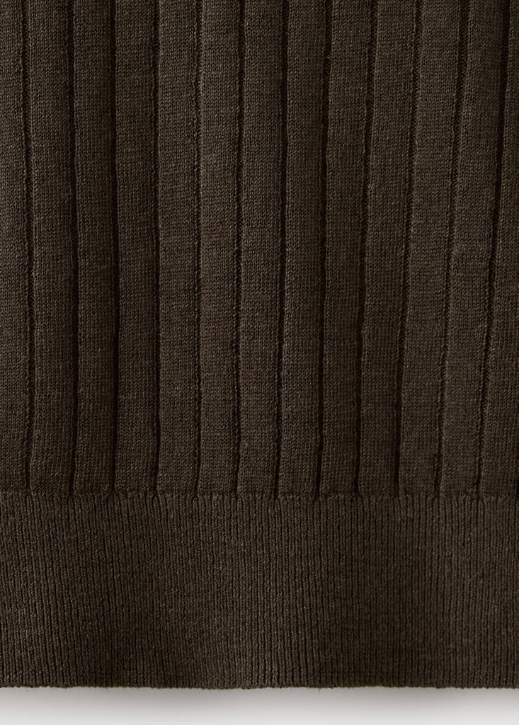 Ribbed linen lyocell blend T-shirt — Brown