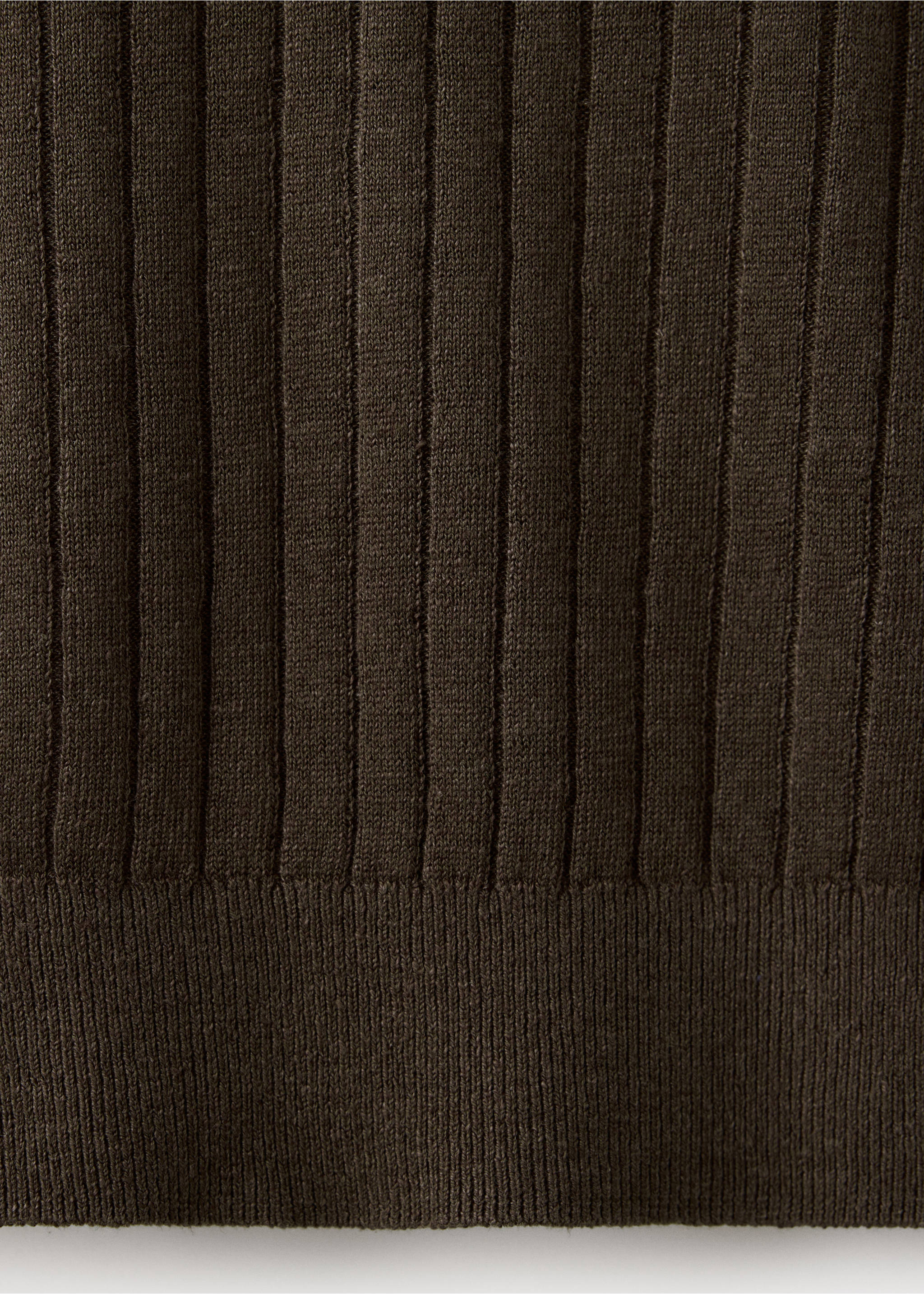 Cotton-linen blend knit T-shirt - Details of the article 0, Brown. Ref: 37032900-00.