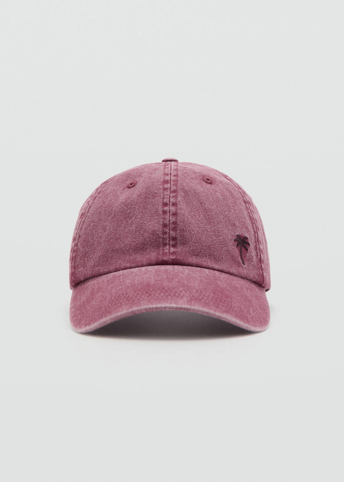 Distressed effect embroidered cap — Light Pink