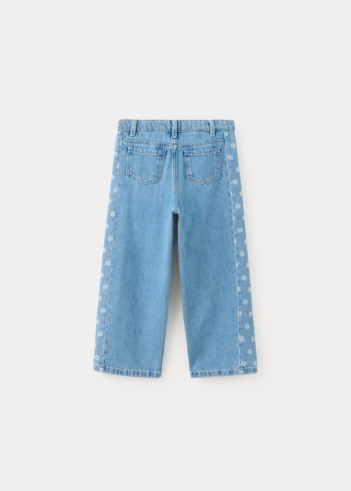 Straight-leg jeans with floral pattern — Medium Blue