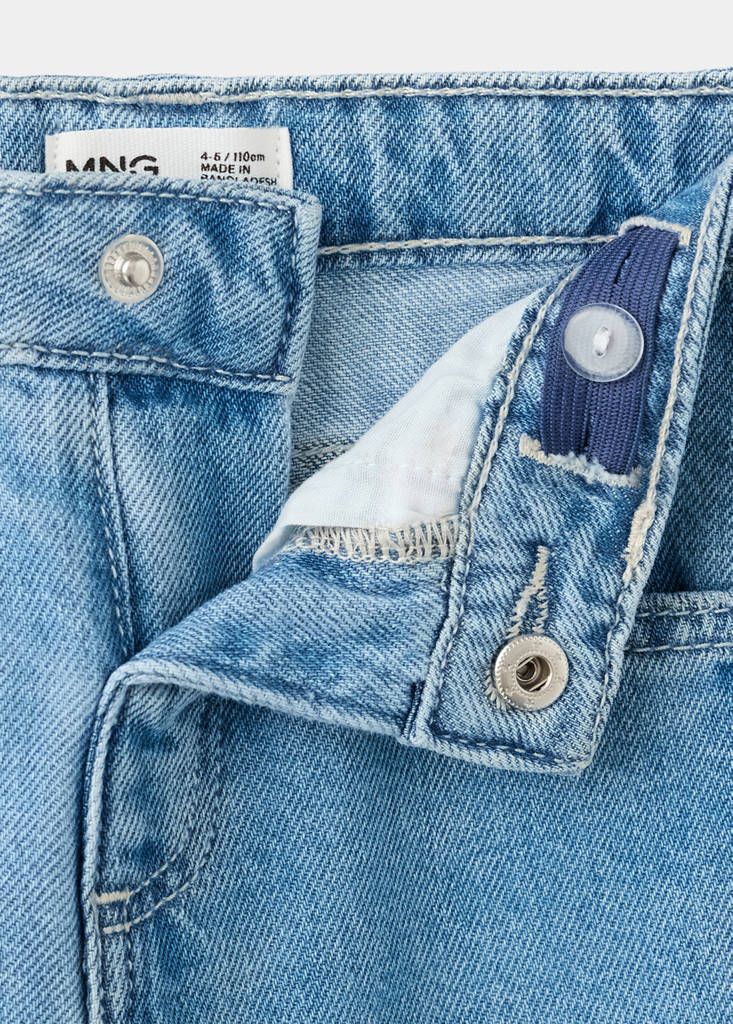Straight-leg jeans with floral pattern — Medium Blue