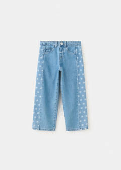 Straight-leg jeans with floral pattern — Medium Blue 2