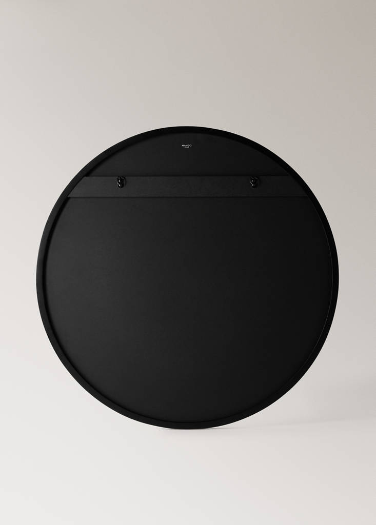 Large round wooden mirror — Black