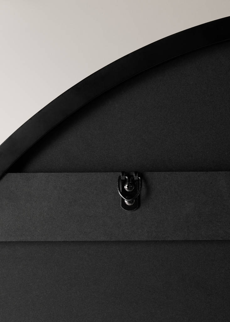Large round wooden mirror — Black