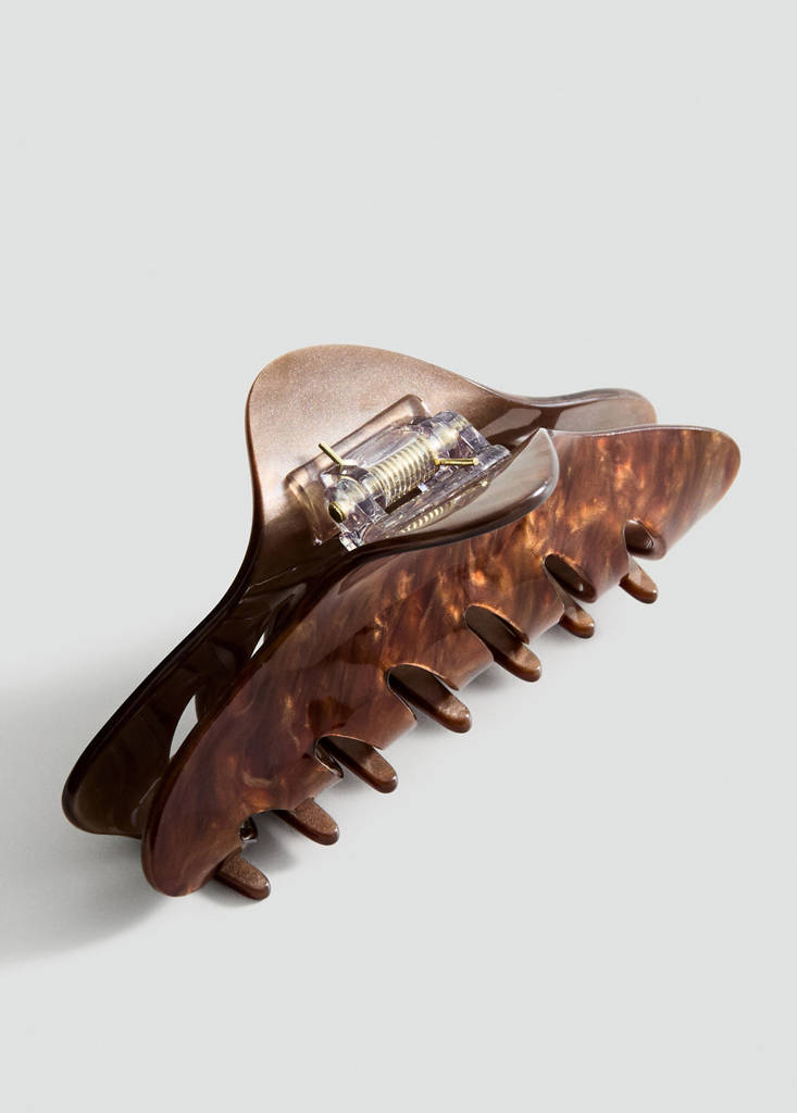 Pearl-effect hair clip — Chocolate