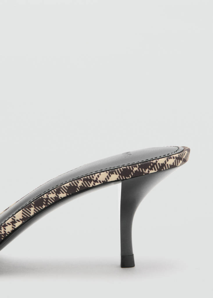 Kitten heel checkered sandals — Vanilla
