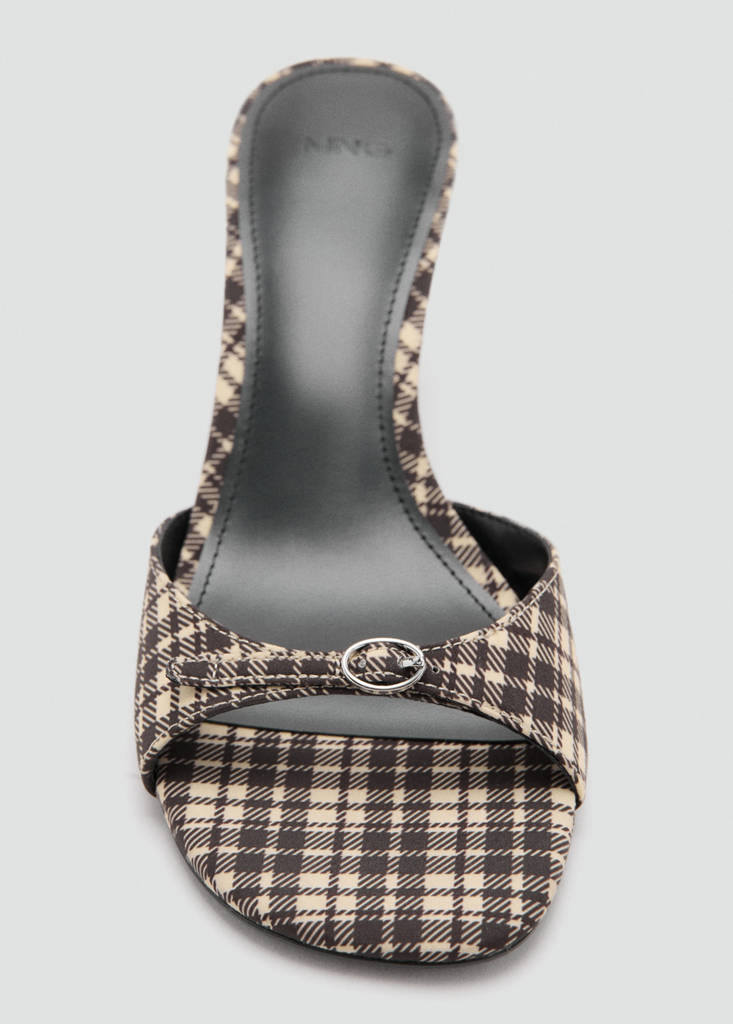 Kitten heel checkered sandals — Vanilla