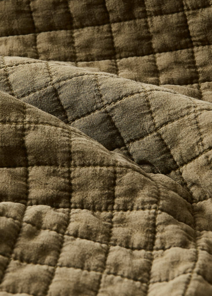 Karierte Baumwoll-Steppdecke, stückgefärbt, 180/200 Bett — Senfgelb