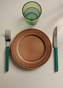 Stoneware decorative border dessert plate — Petrol Blue 1