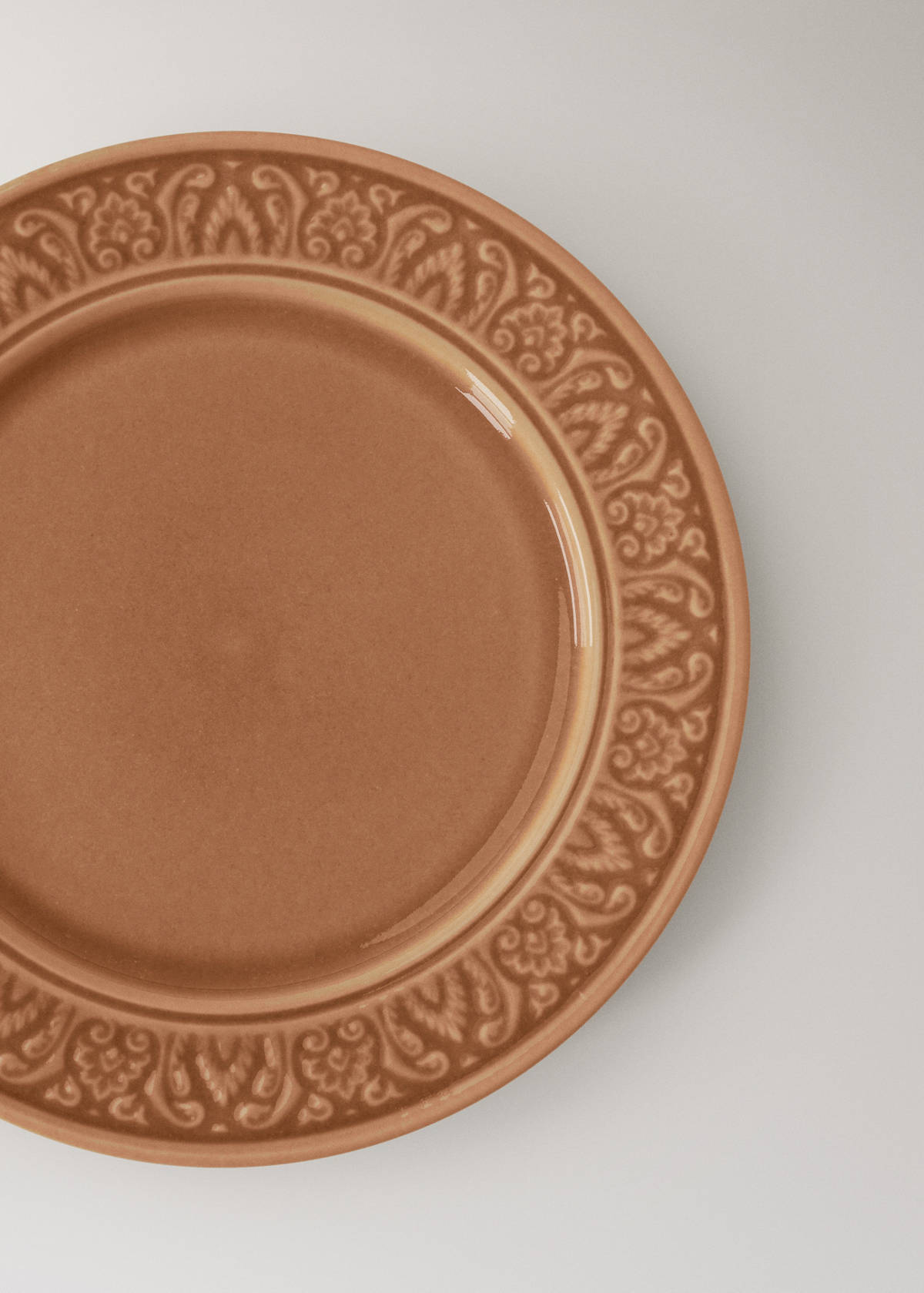 Stoneware decorative border dessert plate — Petrol Blue