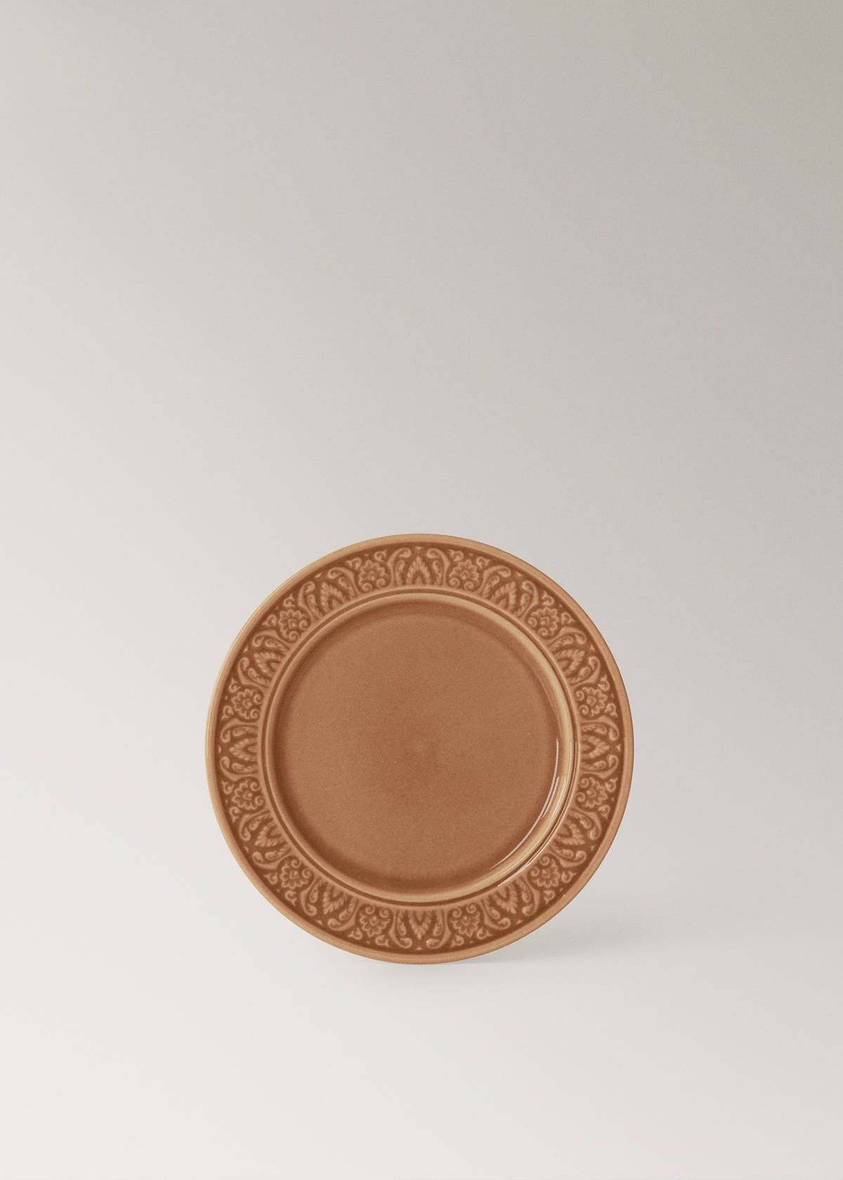 Stoneware decorative border dessert plate — Petrol Blue