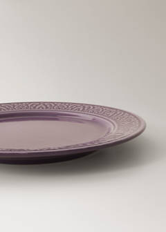 Stoneware decorative border dessert plate — Purple 2