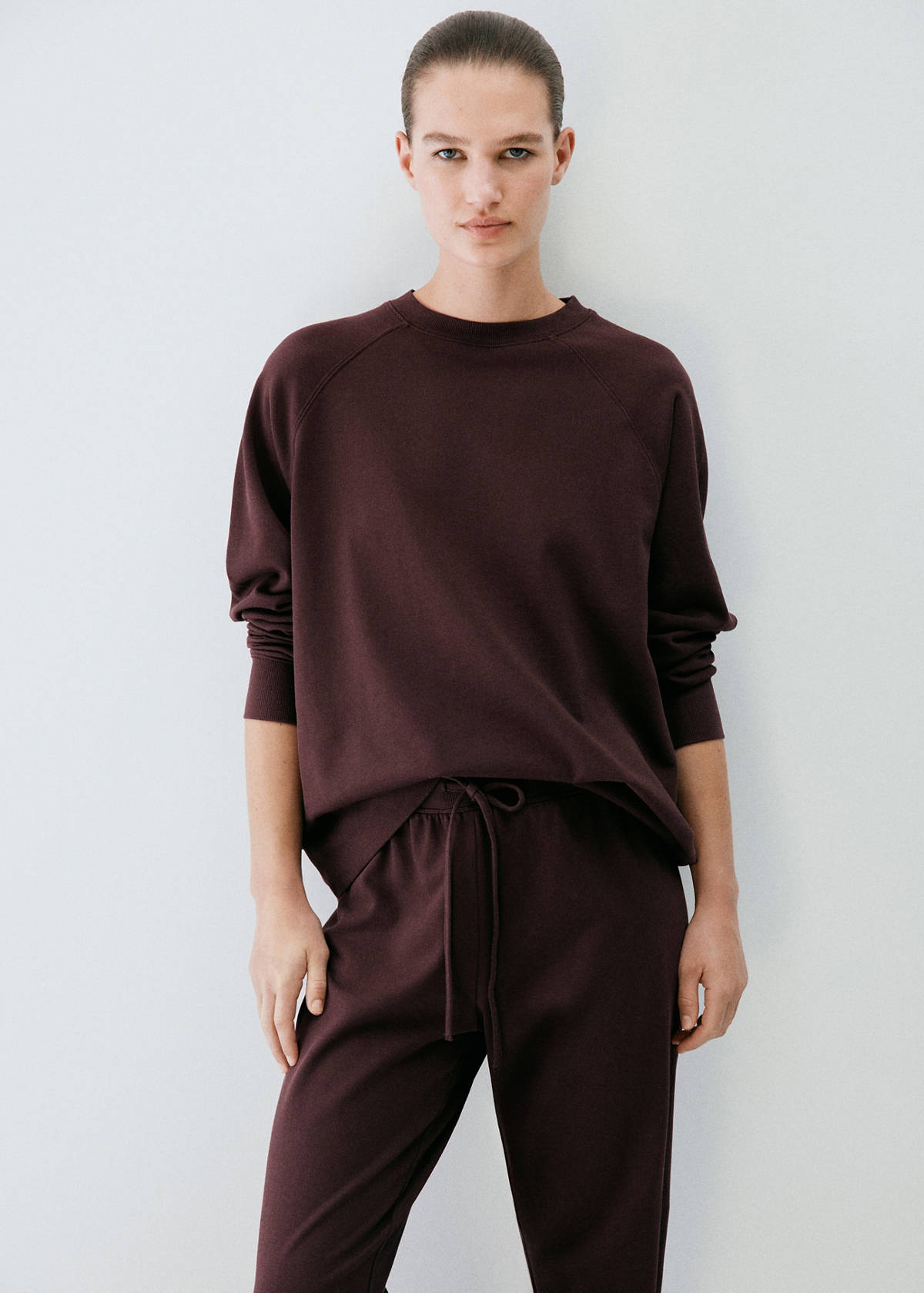 Washed 100% cotton sweatshirt — Burgundy