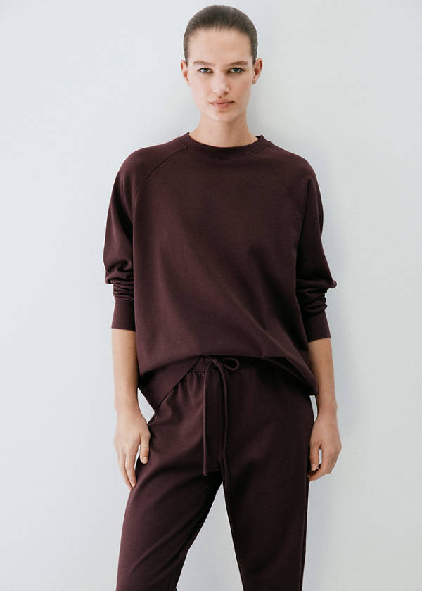 Washed 100% cotton sweatshirt — Burgundy