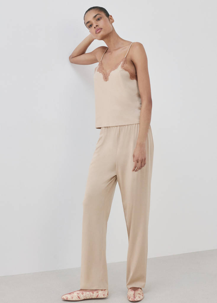 Plain lyocell cotton pyjama bottoms — Pink