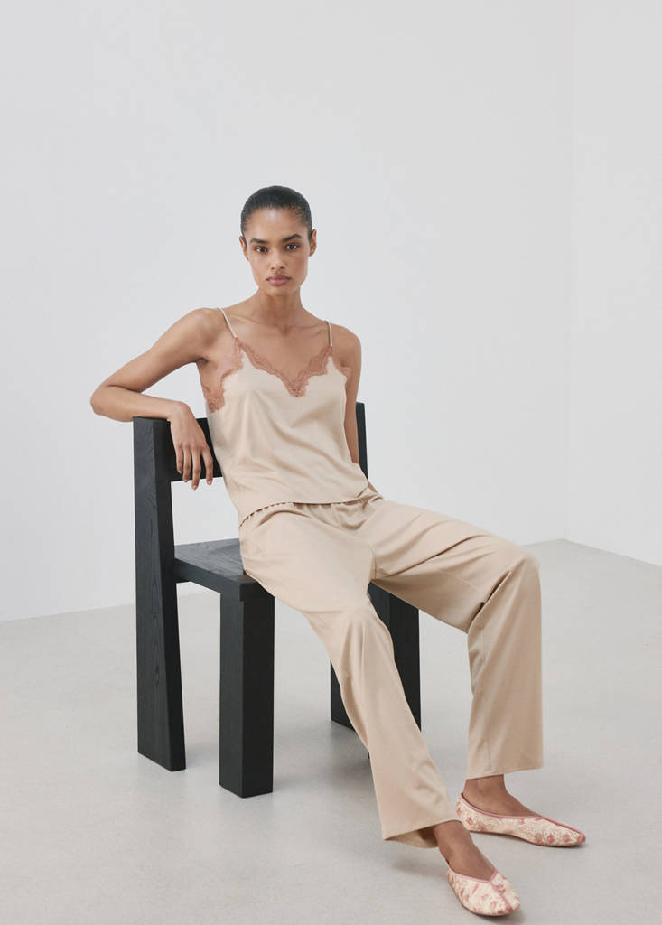 Plain lyocell cotton pyjama bottoms — Pink