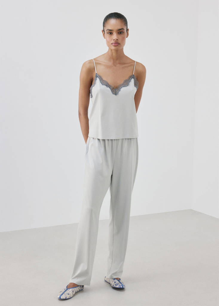Plain lyocell cotton pyjama bottoms — Grey
