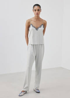 Plain lyocell cotton pyjama bottoms — Grey 2