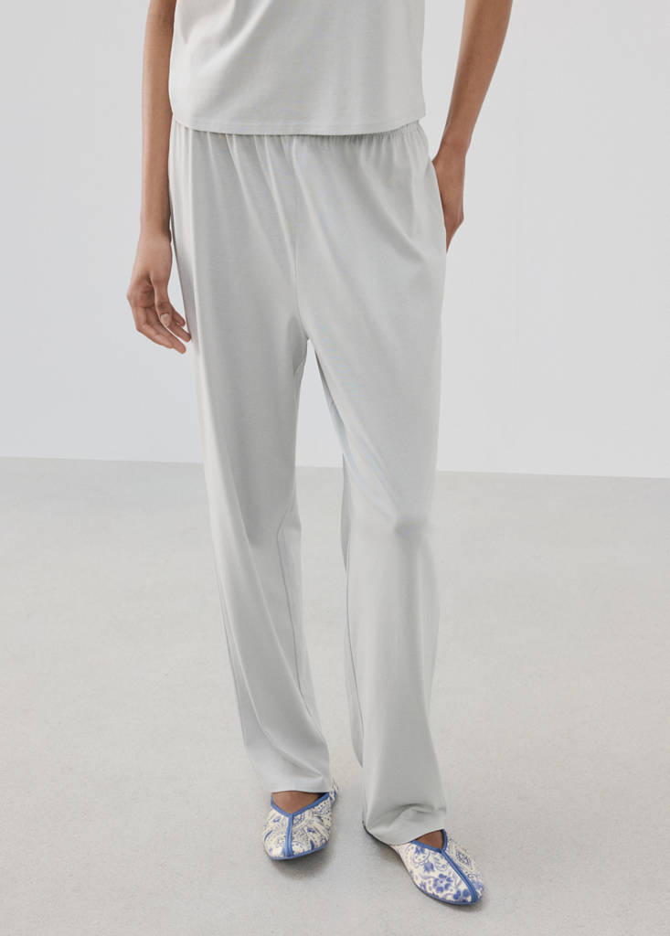Plain lyocell cotton pyjama bottoms — Grey