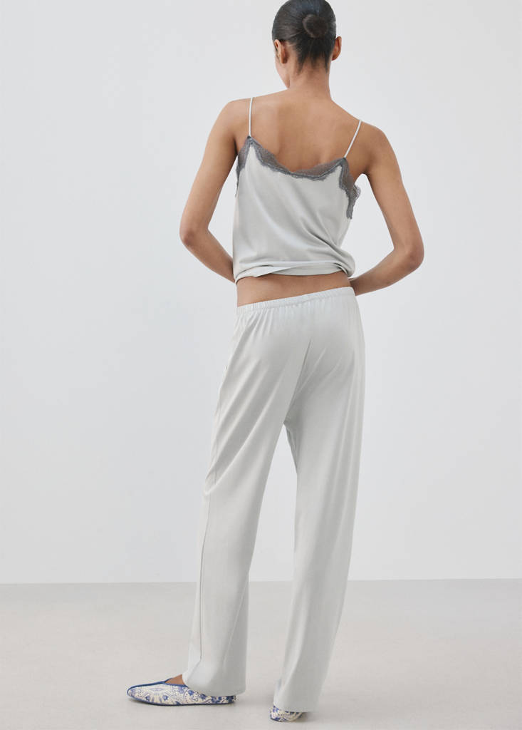Plain lyocell cotton pyjama bottoms — Grey