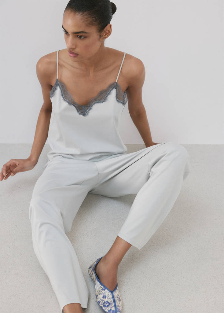 Plain lyocell cotton pyjama bottoms — Grey