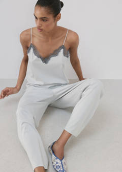 Plain lyocell cotton pyjama bottoms — Grey 4