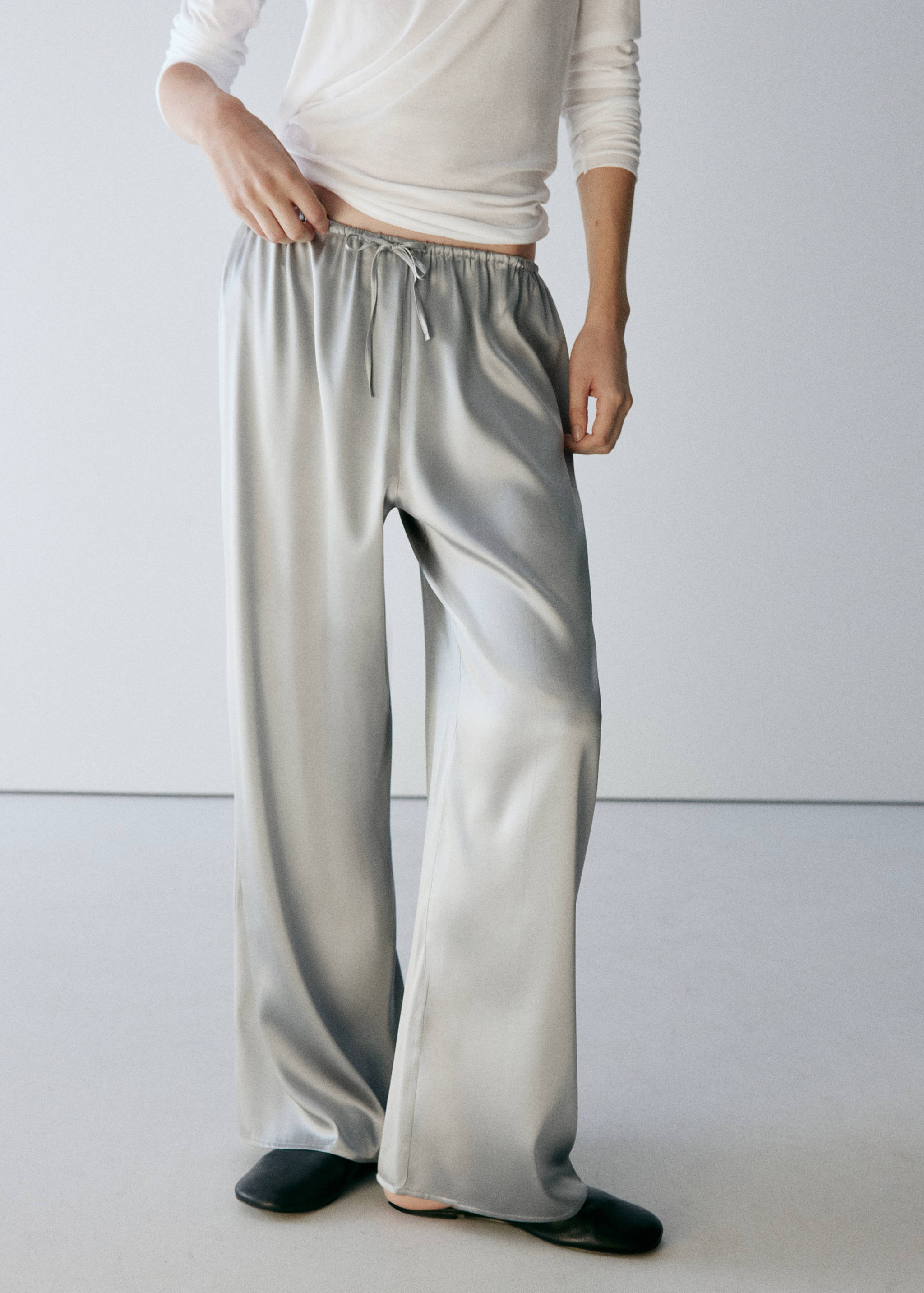 Straight-leg silk trousers - Medium plane