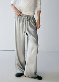 Straight-leg silk trousers — Silver 1