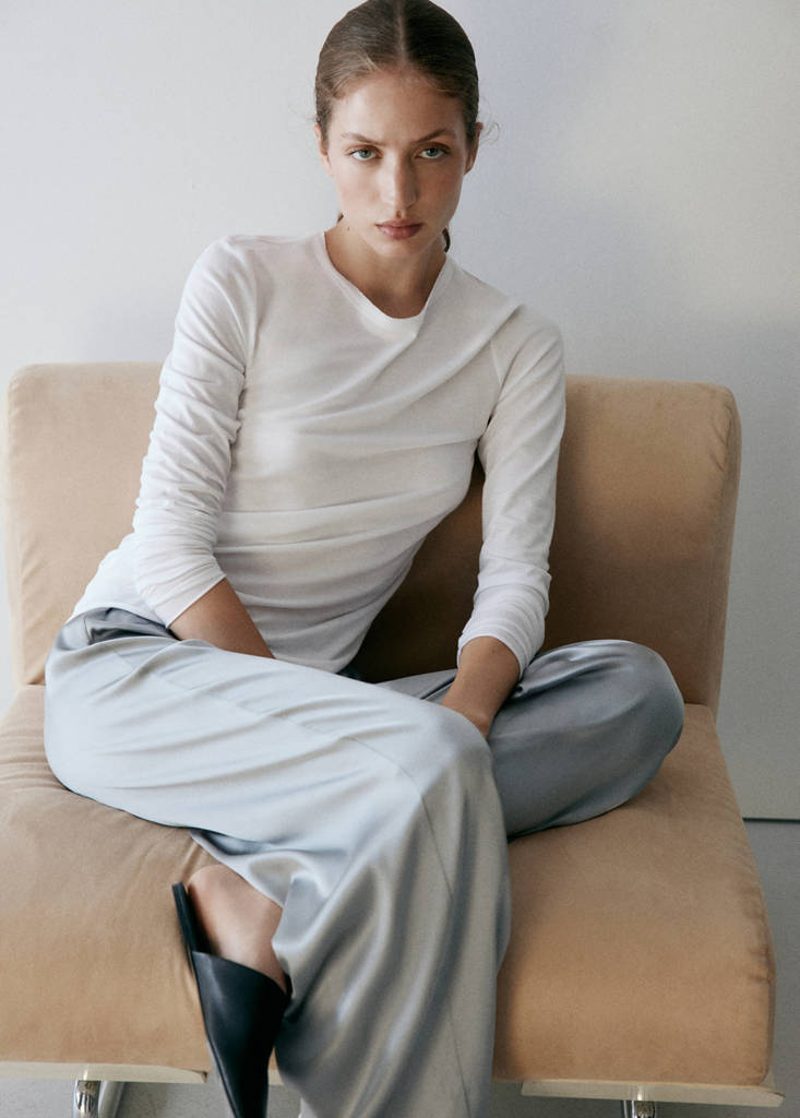 Straight-leg silk trousers — Silver