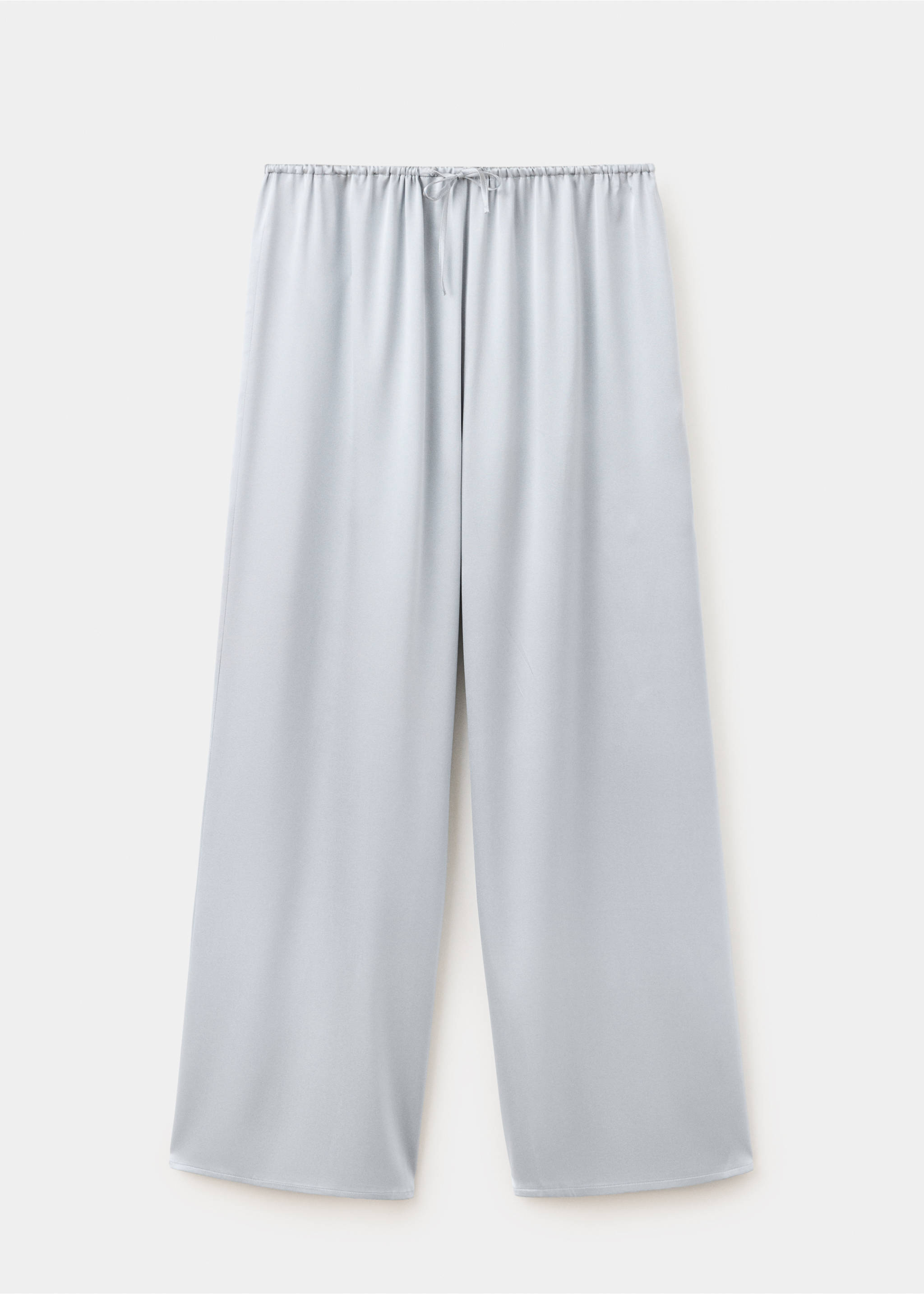 Straight-fit silk trousers - Article without model, Silver. Ref: 37032918-00.