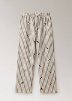 Striped pyjama trousers with embroidered flowers and sequins — Sand 6