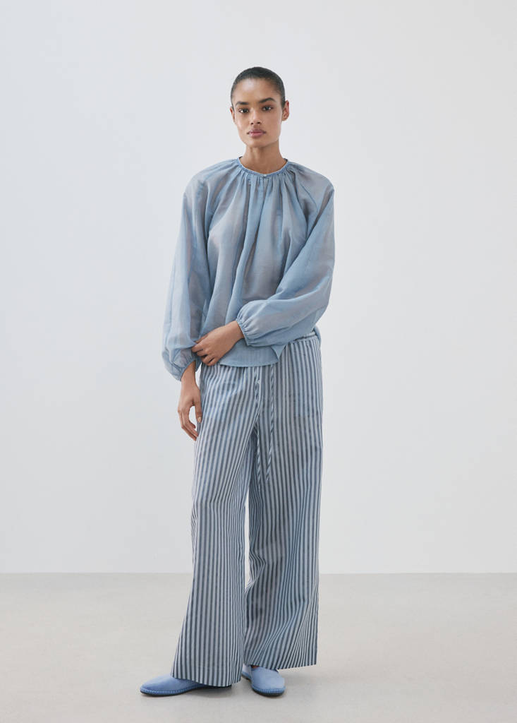Mango Chemise Pyjama Fluide In Bleu