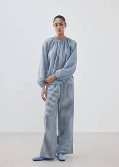 Fluid cotton pyjama shirt — Blue 2
