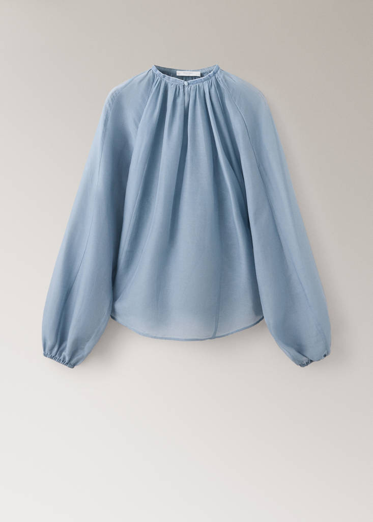 Fluid cotton pyjama shirt — Blue