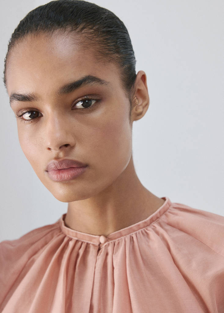 Fluid cotton pyjama shirt — Pink