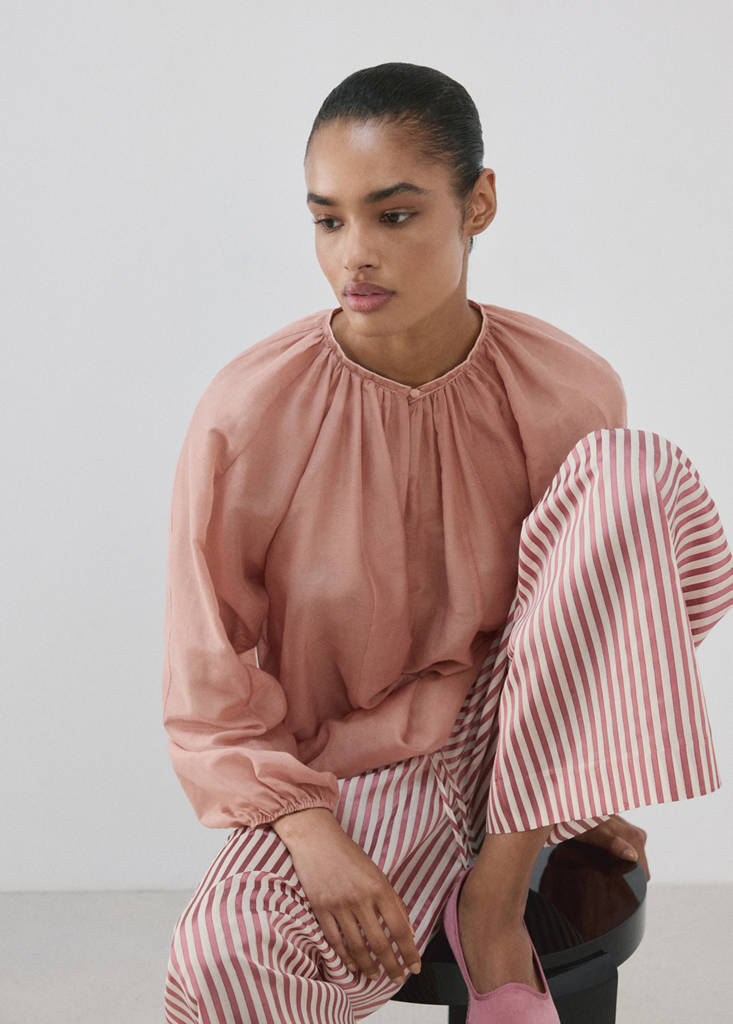 Fluid cotton pyjama shirt — Pink