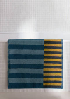 Cotton striped bath rug — Blue 1