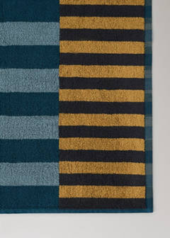 Cotton striped bath rug — Blue 2