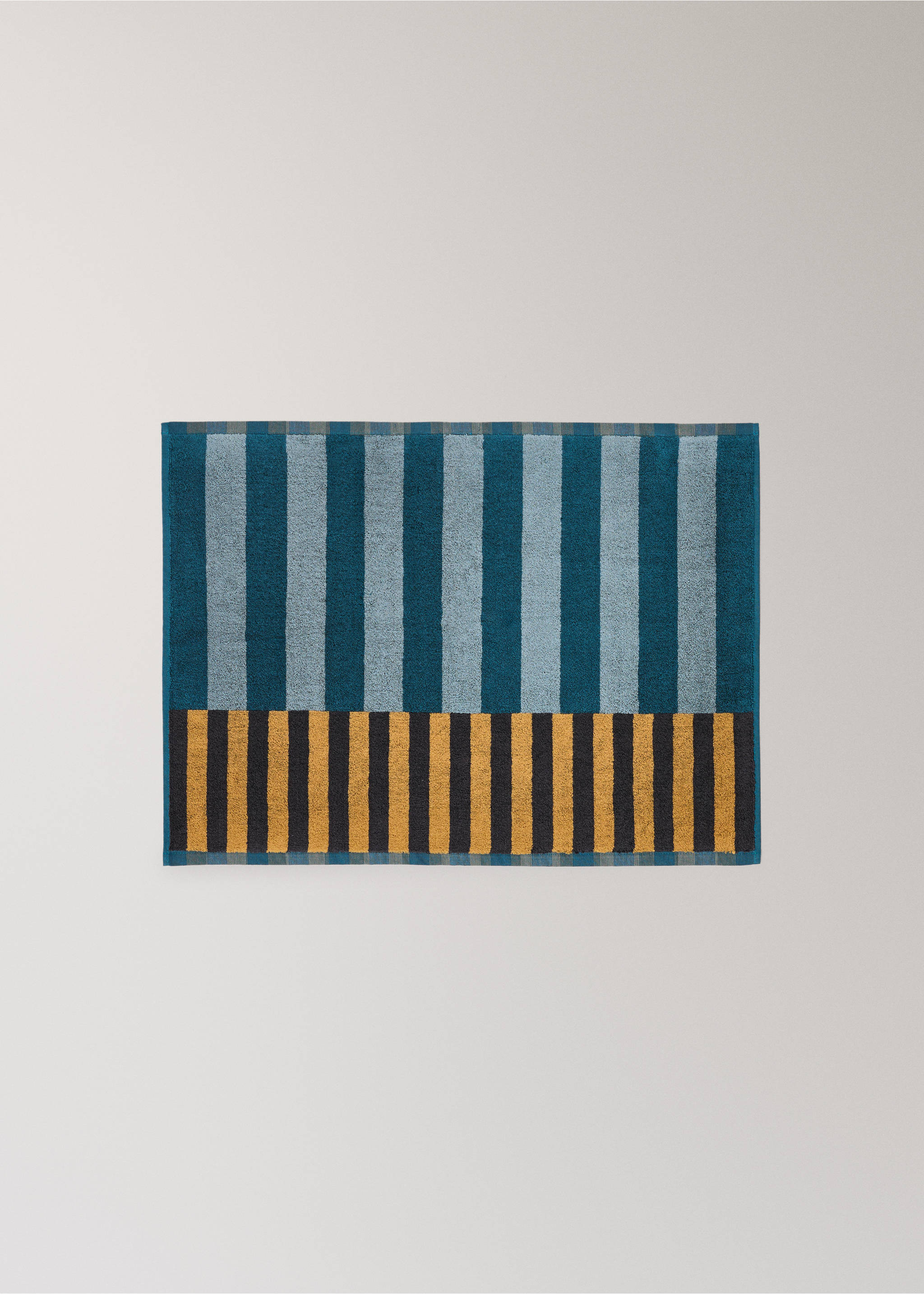 Cotton striped bath rug - Article without model, Blue. Ref: 37032927-00.