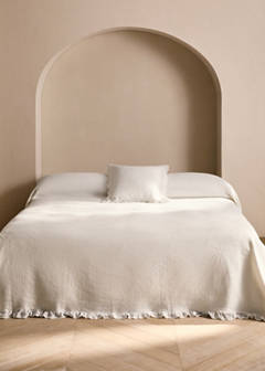 Tagesdecke aus Baumwolle mit Rüschen für 180/200 cm Bett — Ecru 1