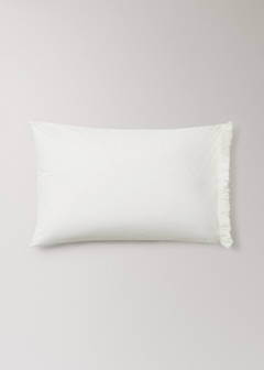 Two washed cotton pillowcases with frayed gauze frill 50x75 cm — Ecru 5