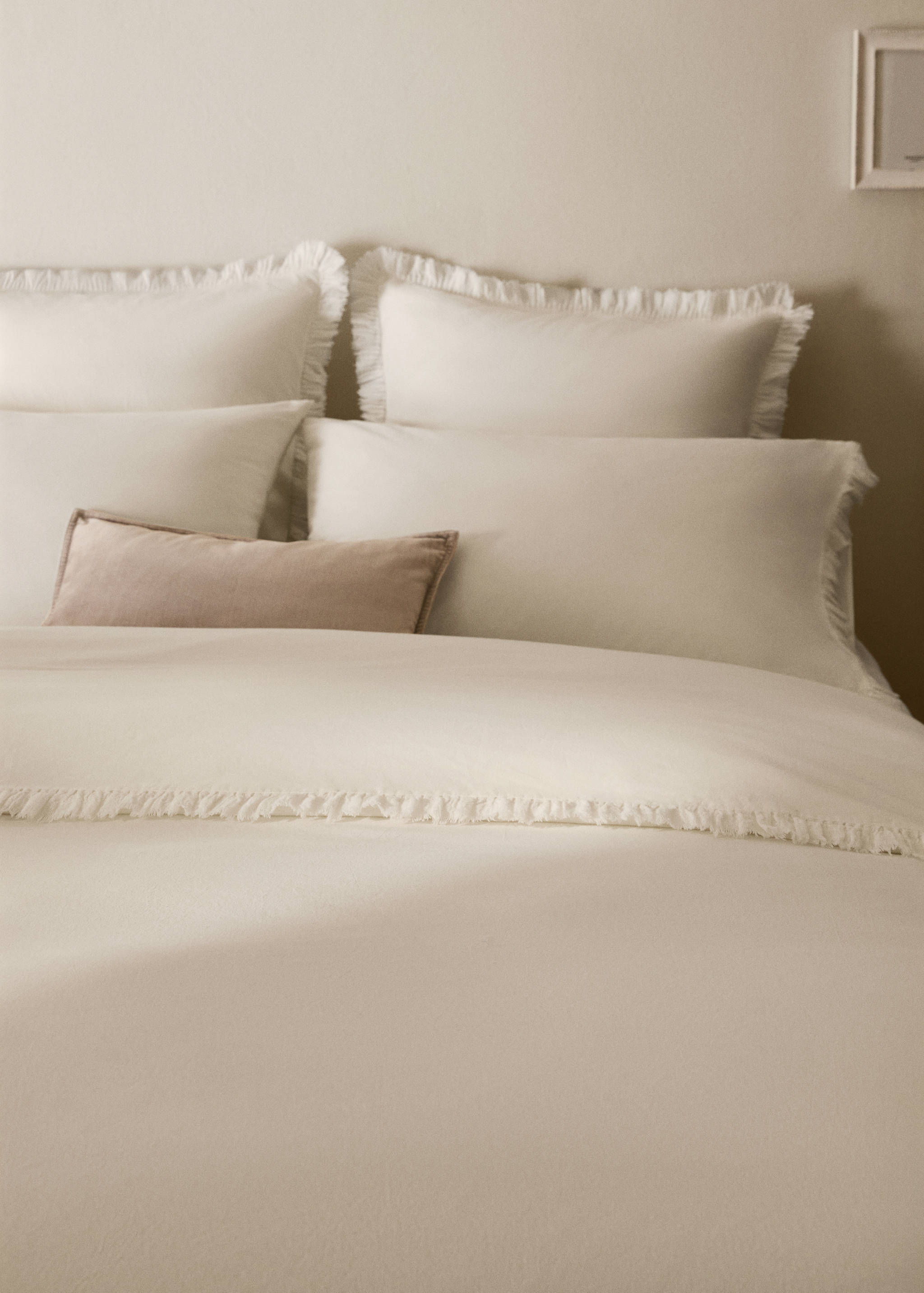 Washed cotton duvet cover with frayed gauze ruffle for 180/200 cm bed - Details of the article 7