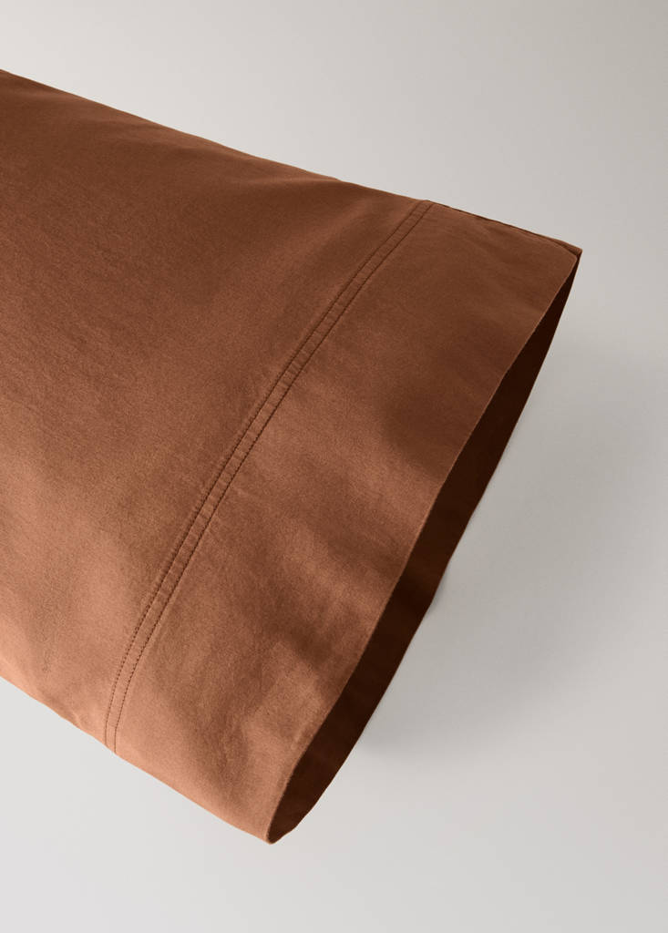 Washed cotton pillow case 45x110cm — Caramel