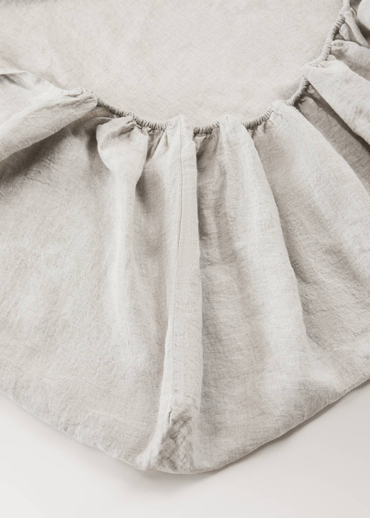Washed linen fitted sheet for 90 cm bed — Sand