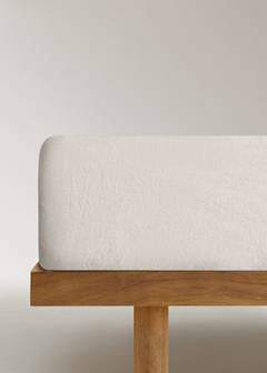 Washed linen fitted sheet for 135 cm bed — Sand 3