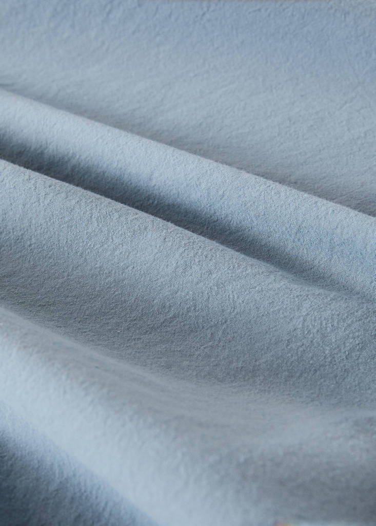 Washed cotton fitted sheet Bed 135/140 cm — Blue
