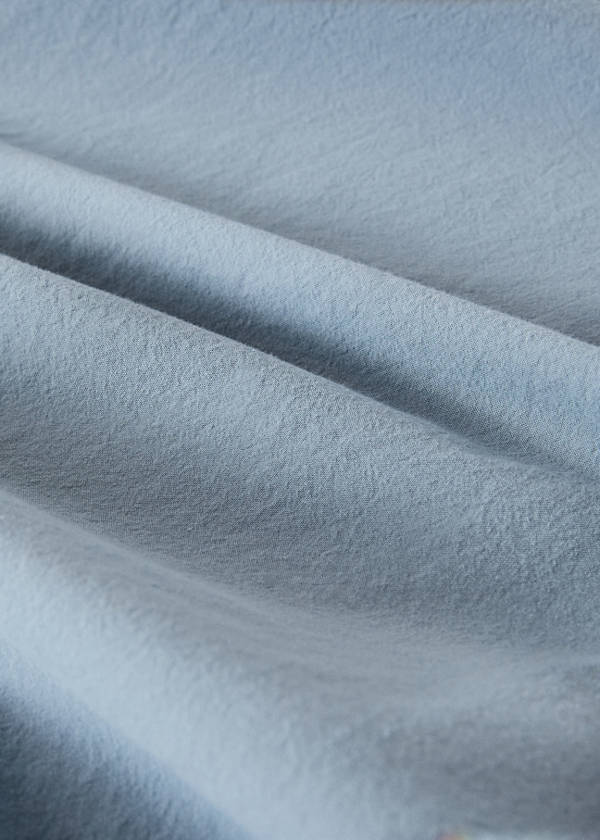 Washed cotton fitted sheet Bed 135/140 cm — Blue