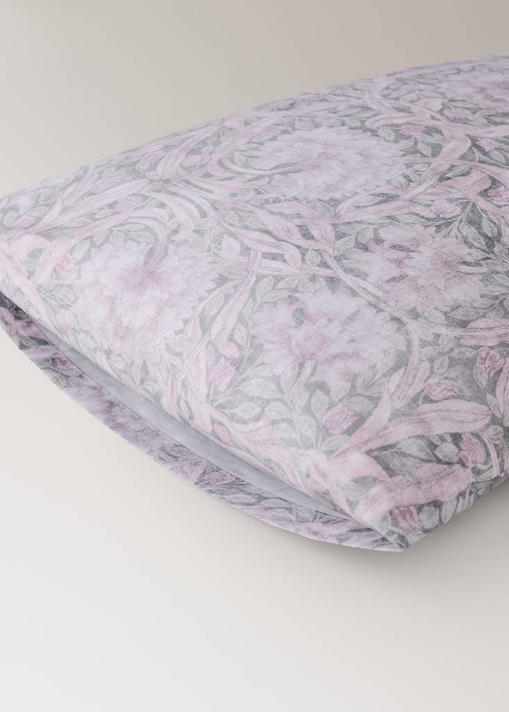 Two 200 thread count cotton percale pillowcases with floral print 50x75 cm — Dark Grey