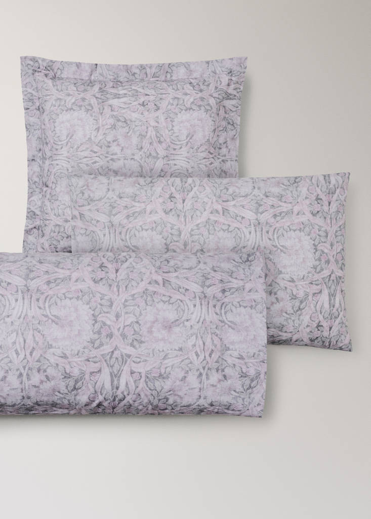 Two 200 thread count cotton percale pillowcases with floral print 50x75 cm — Dark Grey