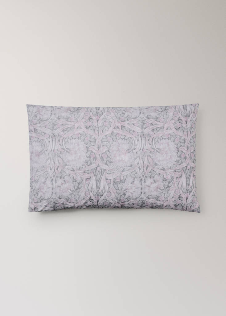 Two 200 thread count cotton percale pillowcases with floral print 50x75 cm — Dark Grey